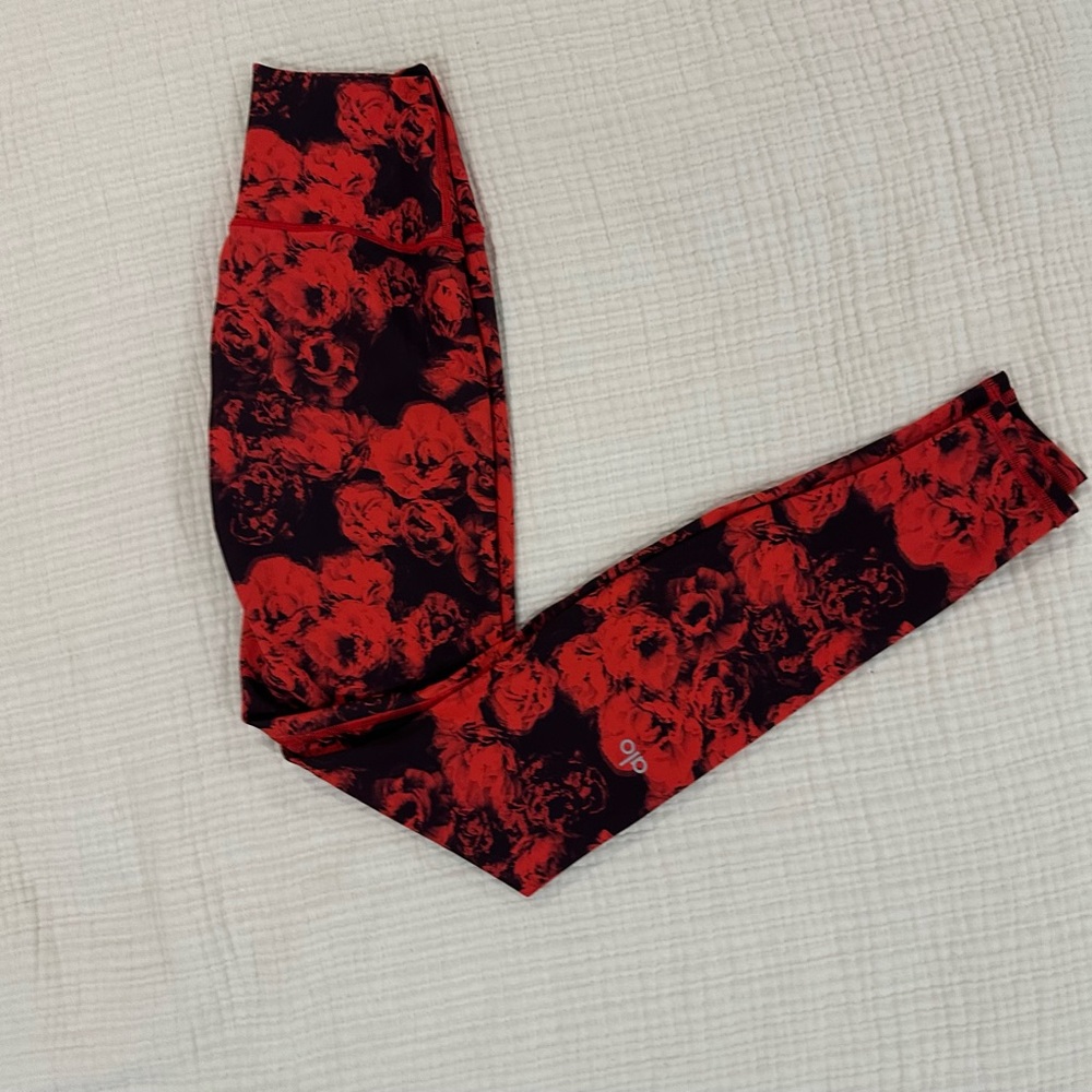 All legging - Vibrant Red and Black Floral Leggings